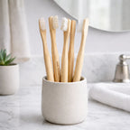 Plant-based natural bristle bamboo toothbrush, 100% biodegradable, 4 pack with kraft paper boxes
